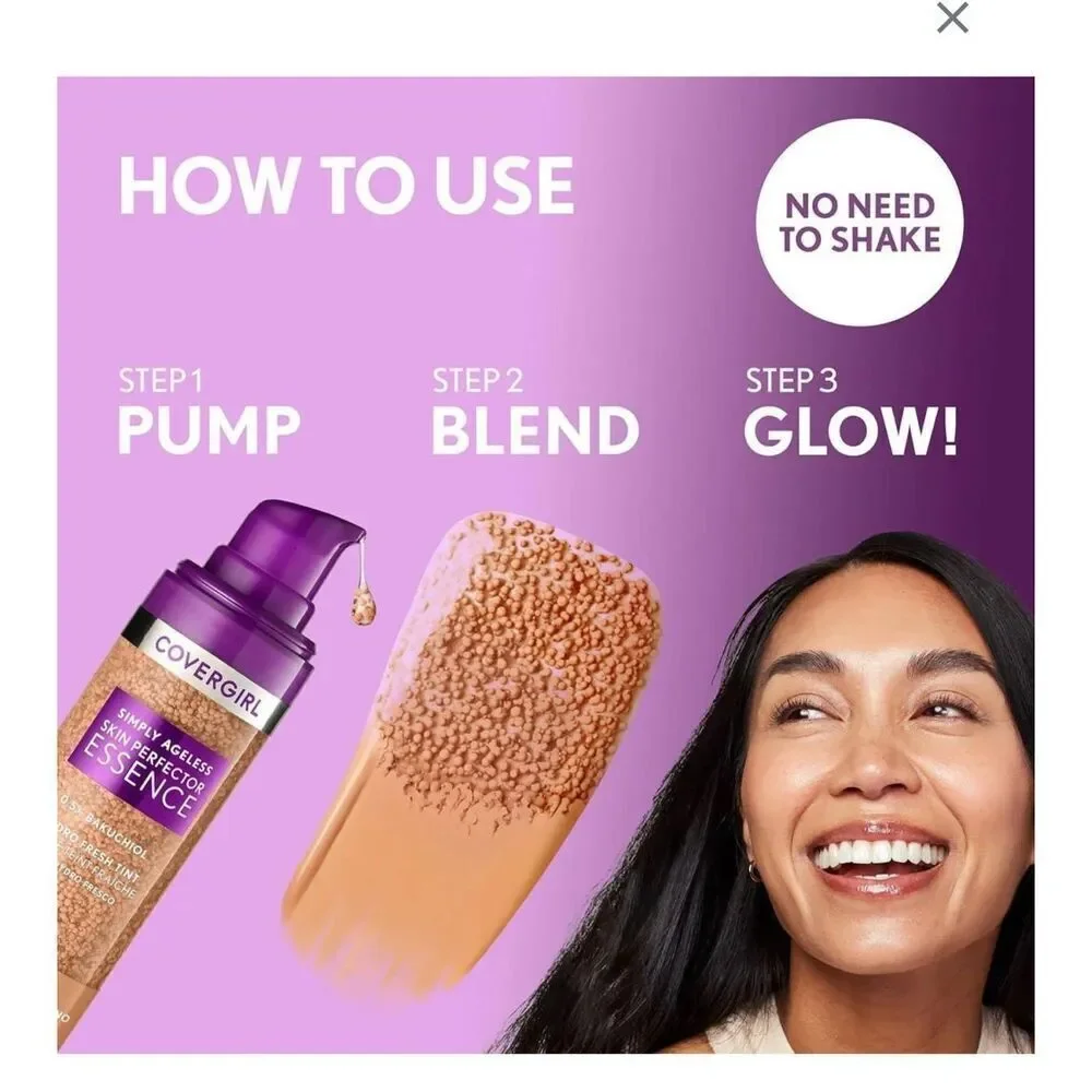 Cover girl x Olay 3x medium 3 in 1 essence + foundation makeup beige beauty skin